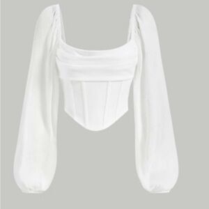 SHEIN White Puff Sleeve Blouse